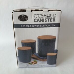 Ceramic canister with bamboo lids